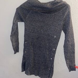 NWT seventh Avenue, sweater, gray, and black cowlneck P1